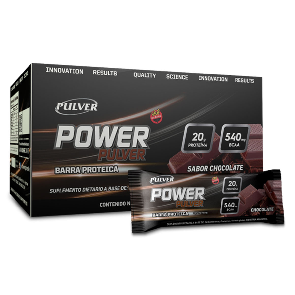 Power Pulver Barras Proteicas Caja 12 Unidades (Chocolate) - Imagen 2