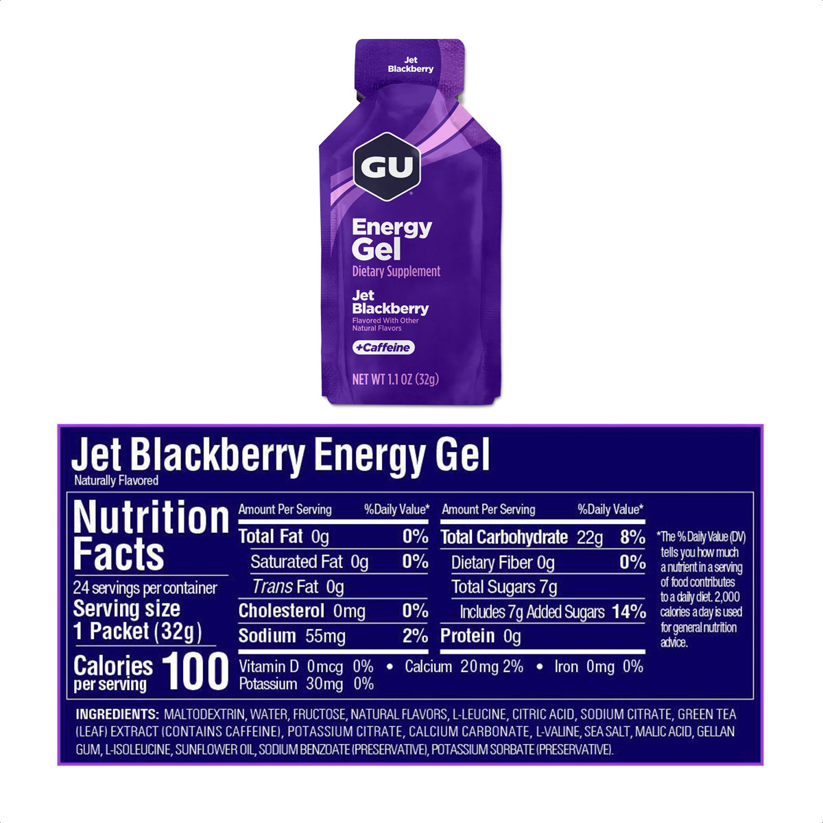 Gu Energy Gel (Jet Blackberry - 40mg Cafeína) - Imagen 2