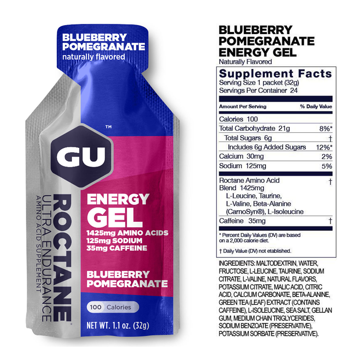 Gu Roctane Energy Gel (Blueberry Pomegranate - 35mg Cafeína) - Imagen 2