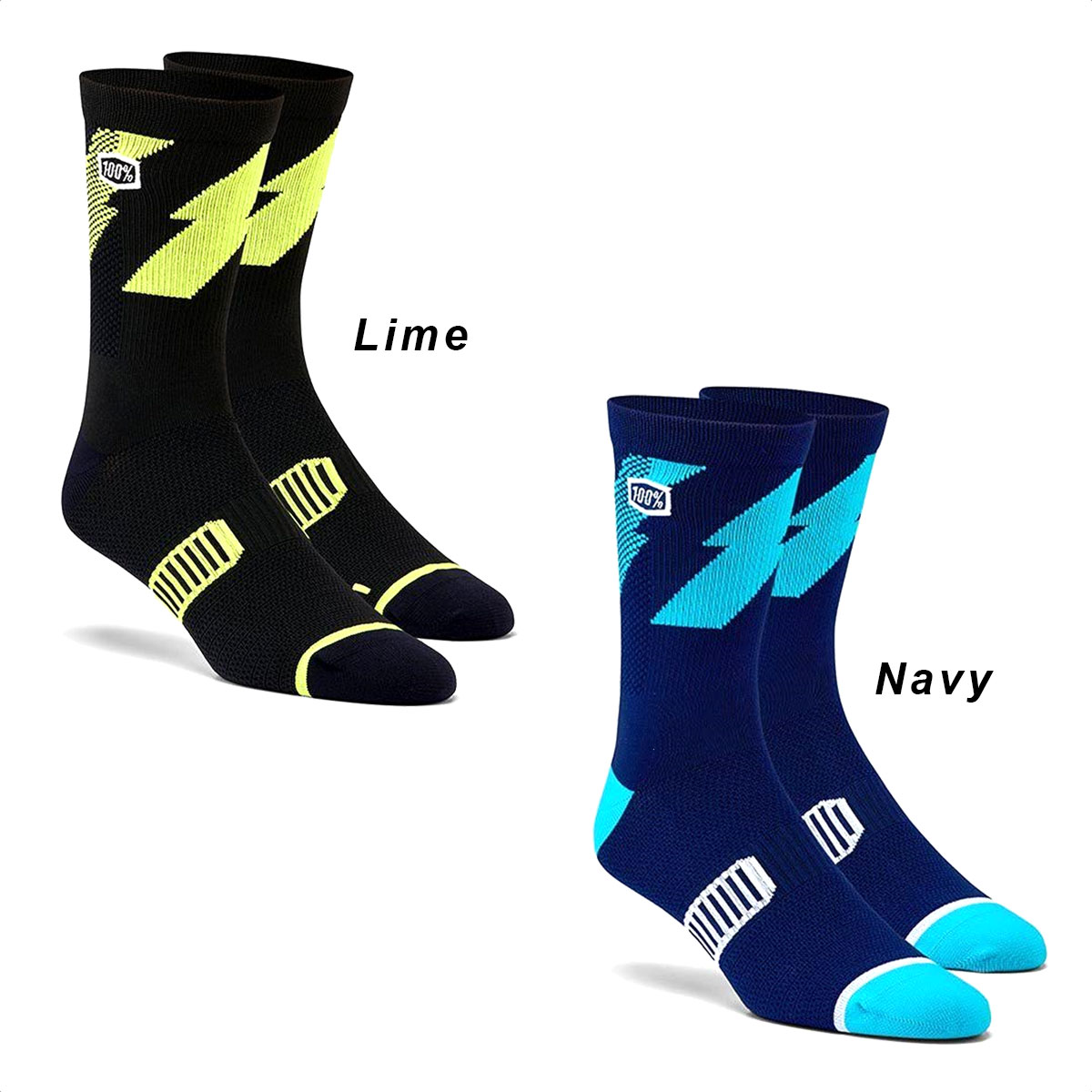 Medias Ciclismo 100% Bolt Performance Crew 6" (Navy) - Imagen 2