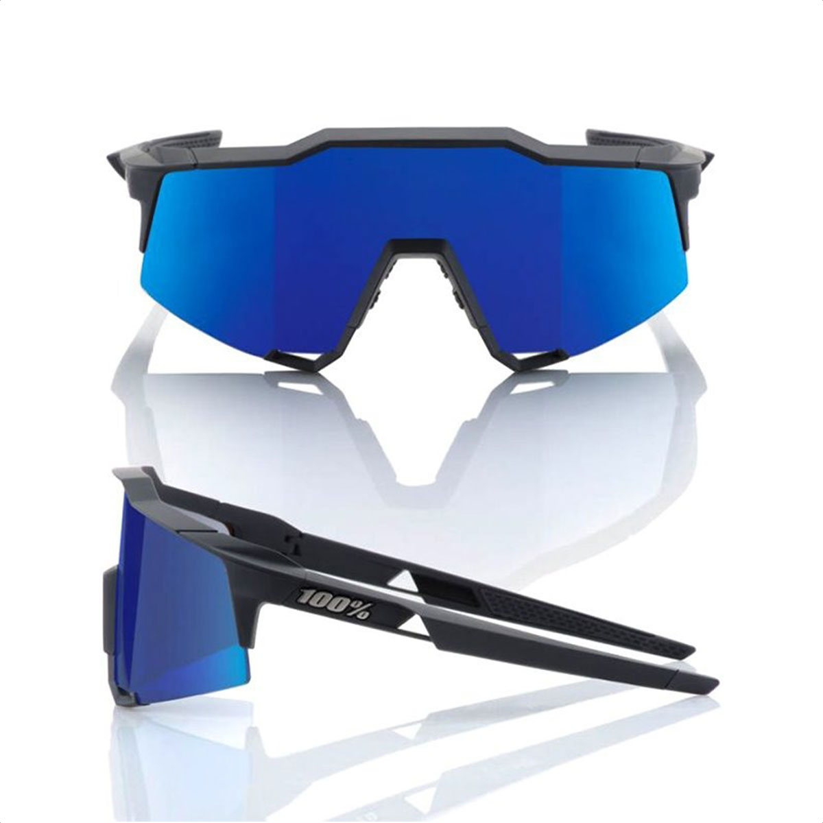 Lentes De Sol Ciclismo 100% Speedcraft (Soft Tact Black - Ice Blue) - Imagen 2