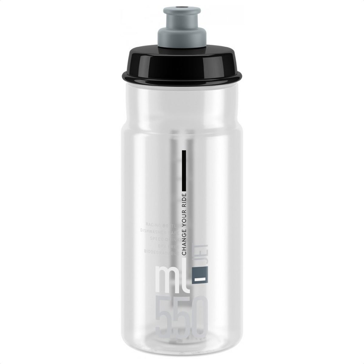 Caramañola Elite Jet 550ml Biodegradable (Clear-Black)