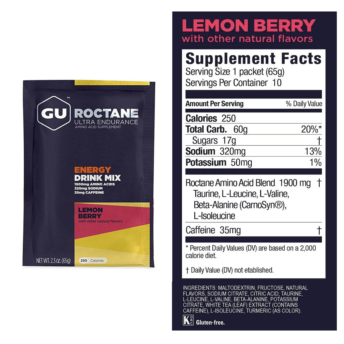 Gu Roctane Energy Drink Mix Energía Isotónica (Lemon Berry - 35mg caffeine) - Imagen 2
