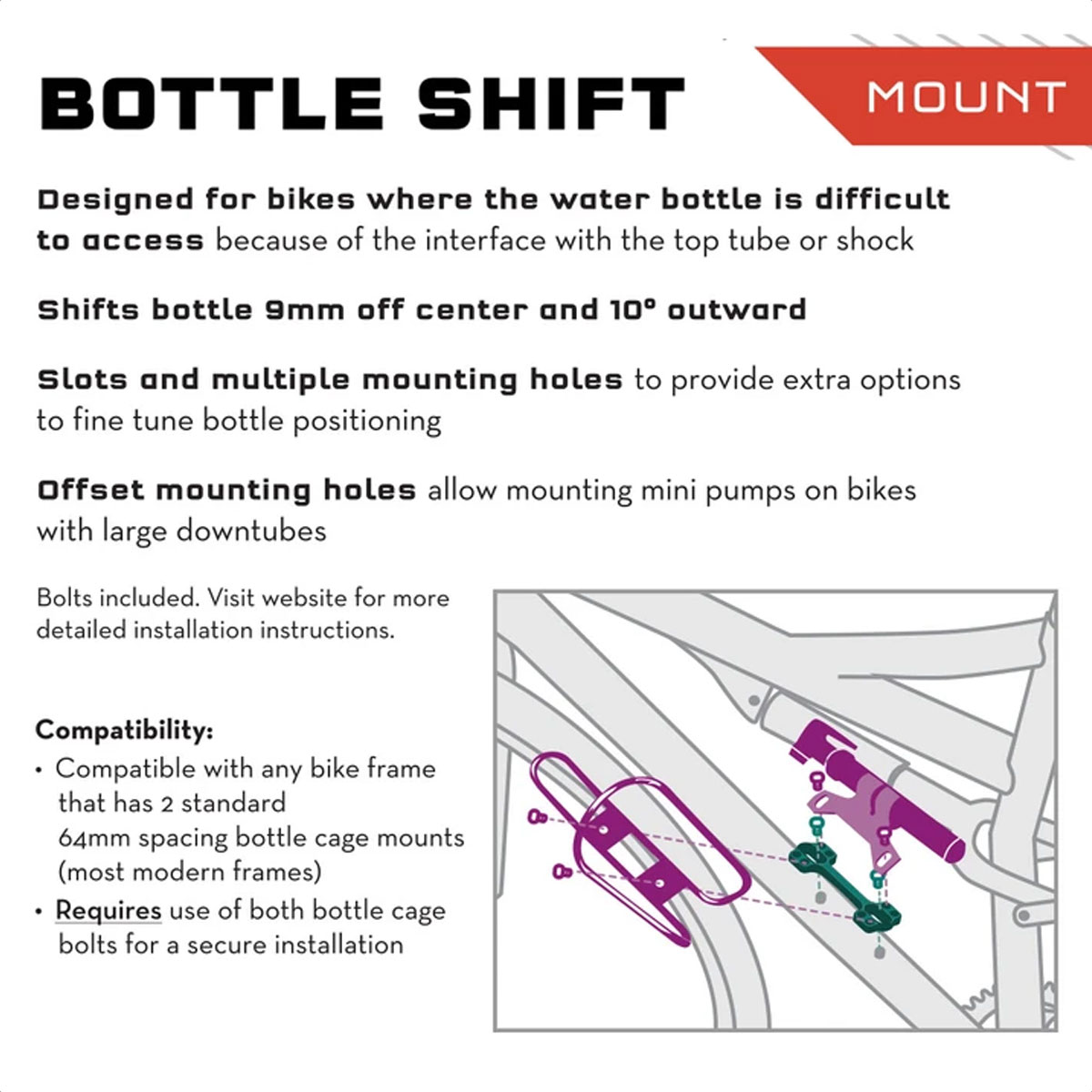 Soporte Wolf Tooth B-rad Bottle Shift Mount - Imagen 2
