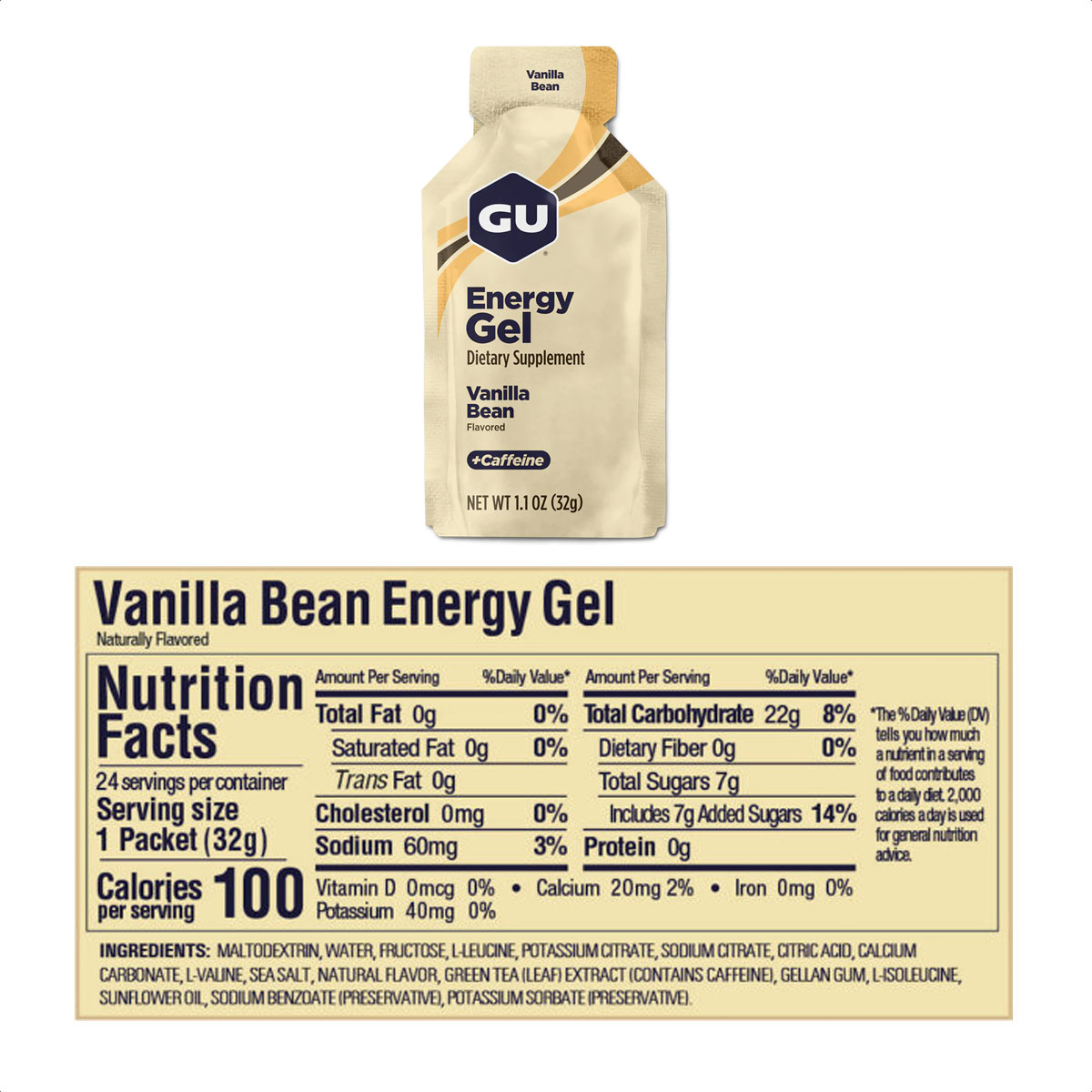Gu Energy Gel Caja x24 (Vainilla Bean - 20mg Cafeína) - Imagen 3