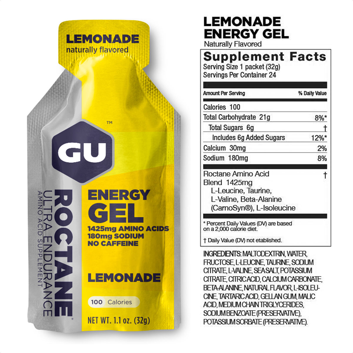 Gu Roctane Energy Gel (Lemonade - Sin cafeína) - Imagen 2