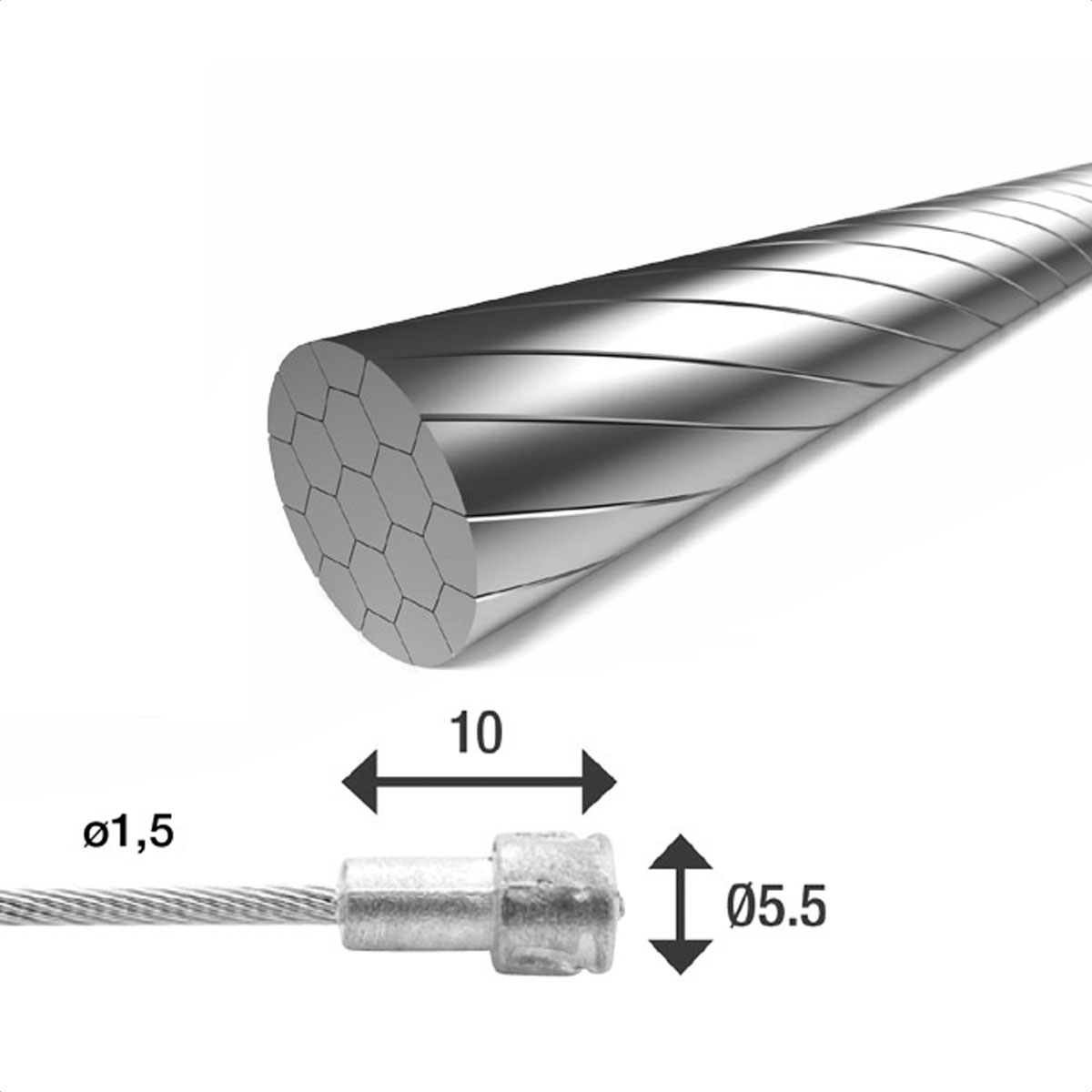 Cable De Freno Ruta Elvedes Slick 1,5x2000mm (Strands Slick) - Imagen 3