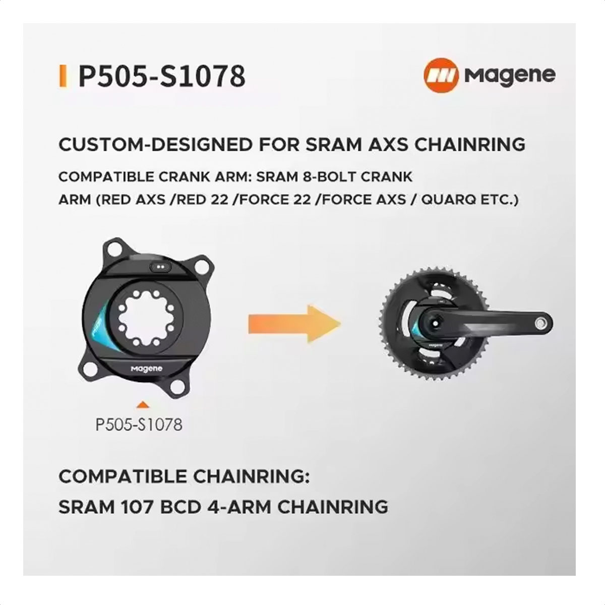Potenciómetro Araña Magene P505-S1078 (Sram 8-Bolt / 107 Bcd) - Imagen 2