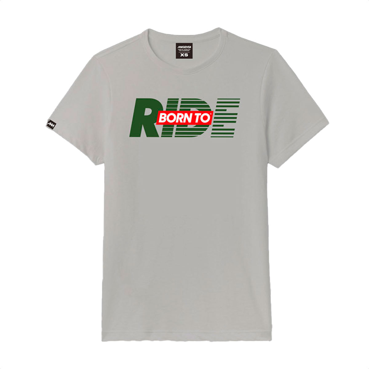 Remera Magenta Born To Ride (Gris Con Verde)