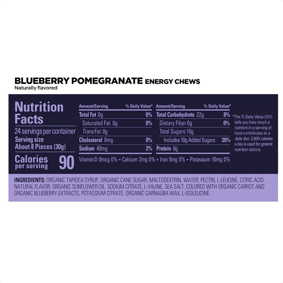Gu Energy Chews Gomitas (Blueberry Pomegranate - Sin Cafeína) - Imagen 2