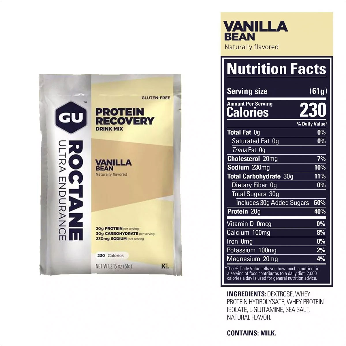 Gu Roctane Protein Recovery Drink Mix 15 Servicios (Vanilla Bean) - Imagen 2