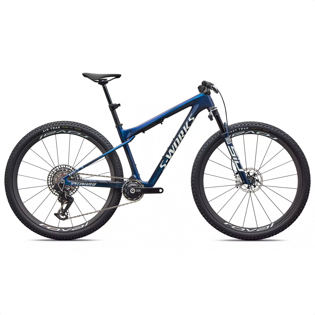 S-Works Epic World Cup (Gloss Carbon Cyan Blue/Metallic White Silver)