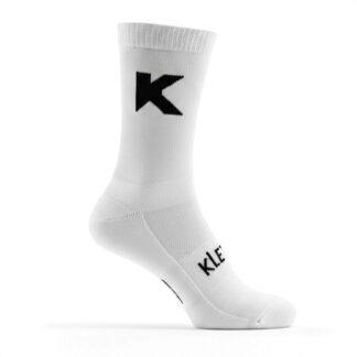 Medias Ciclismo KLETA Modelo K Caña Alta (Blanca Logo Negro)