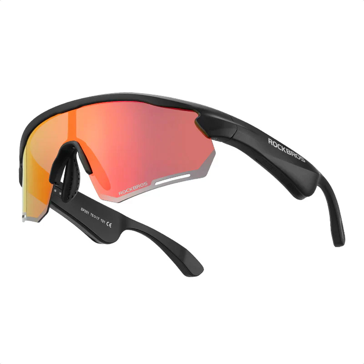 Lentes Ciclismo ROCKBROS SP251 Con Auriculares Bluetooth (Black - Polarized Red)